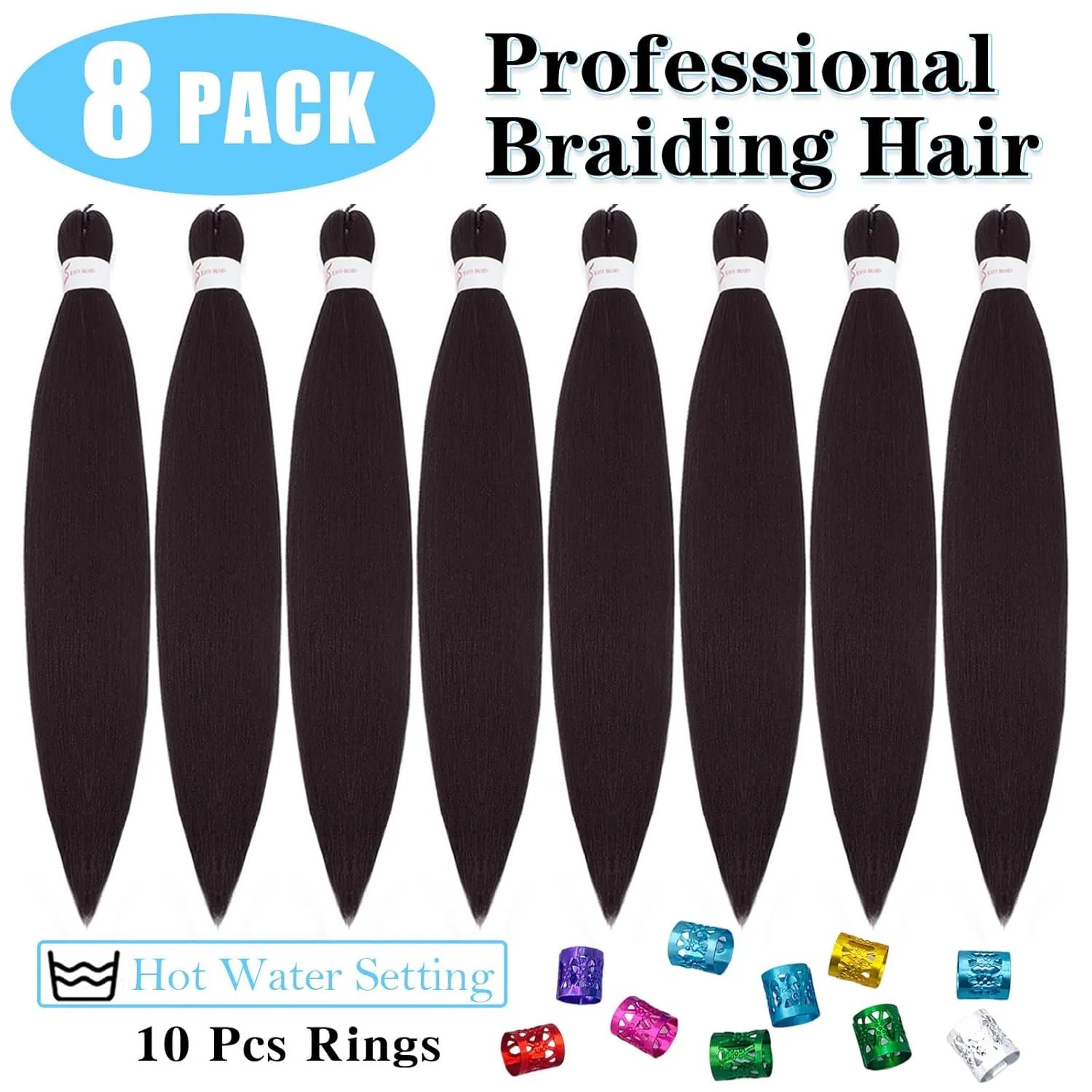 Braiding Hair Pre Stretched 22 Inch 8 Pack Long Braiding Hair Professional Pre Stretched Hair For Braiding Soft Yaki Texture Hot Water Setting Synthetic Crochet Braids Hair For Women (22Inch,4#)