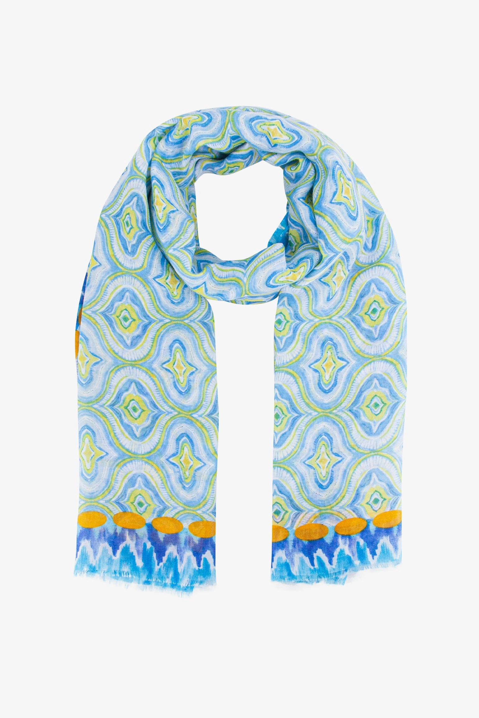 Bree Lightweight Scarf - Blue, Moroccan Tiles