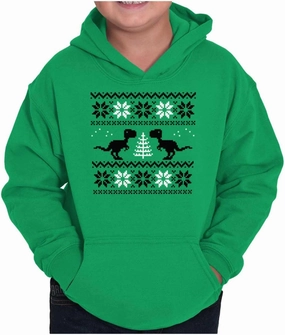 Brisco Brands Ugly Christmas T-Rex Dinosaur Party Youth Hoodie Boy Girl