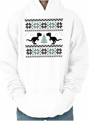 Brisco Brands Ugly Christmas T-Rex Dinosaur Party Youth Hoodie Boy Girl