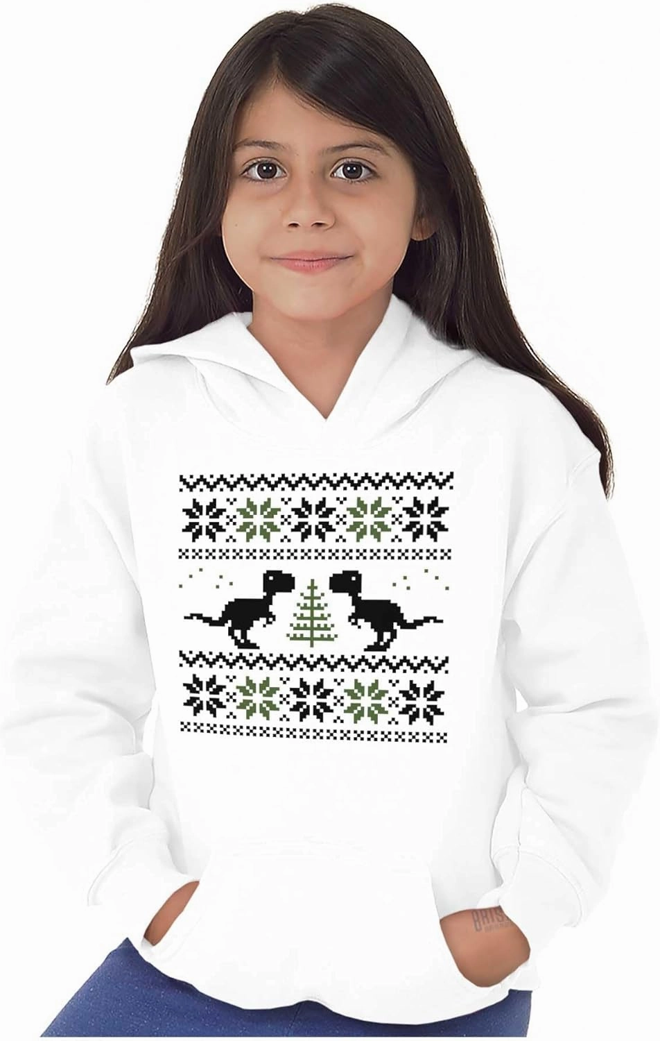Brisco Brands Ugly Christmas T-Rex Dinosaur Party Youth Hoodie Boy Girl