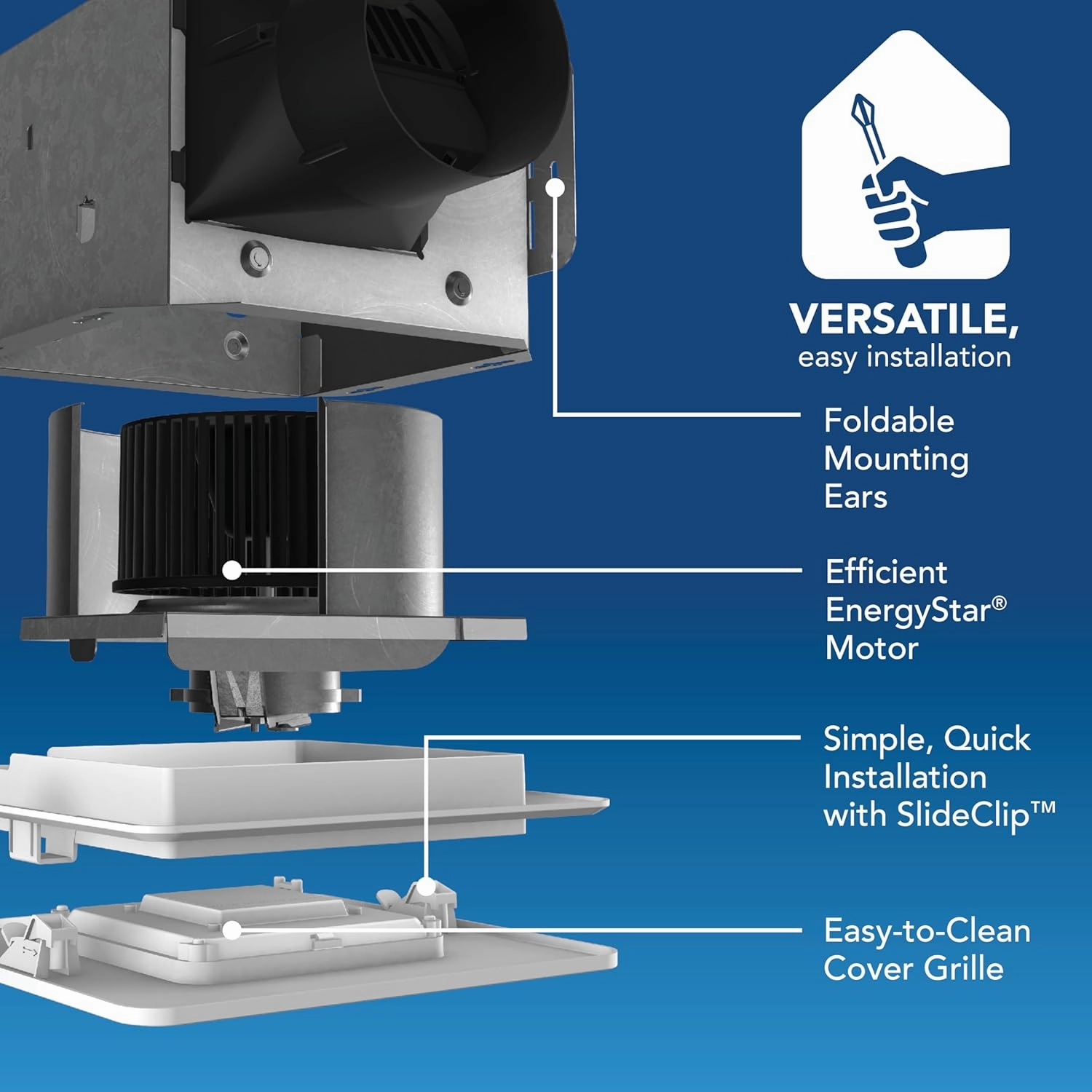 Broan-NuTone® BEL8 Bathroom Exhaust Fan w/LED Light, 80 CFM, ENERGY STAR® Exhaust Fan, 1.5 Sones