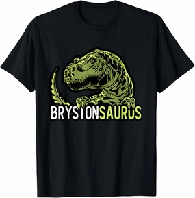 Bryston Saurus Personalized Name Dinosaur T-Rex T-Shirt