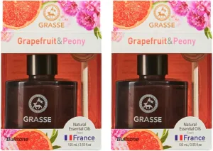 Bullsone Grasse Diffuser, Natural Car Air Fresheners, Luxury Car Perfume - Grapefruit & Peony Scent (2 Pack)