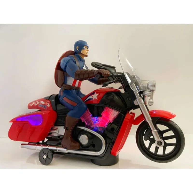 Bump & Go Musical Bike with Super Hero Action Figure & 3D Lights (3-10 Years)