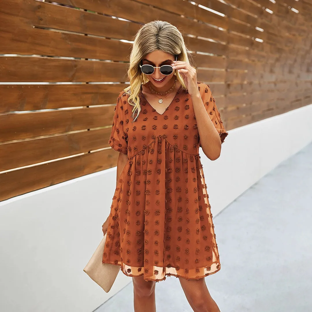 Burgundy Floral Mini Dress - Lightweight Summer Fashion