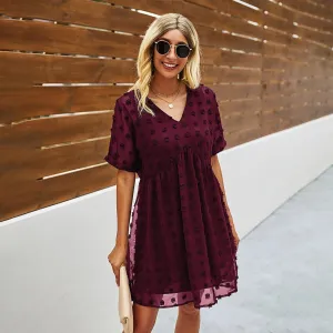 Burgundy Floral Mini Dress - Lightweight Summer Fashion