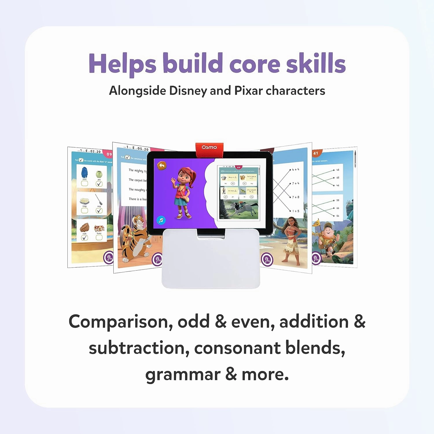 BYJU’S Learning: Disney, 1st Grade Premium Edition (App   8 Workbooks) Ages 5-7, Featuring Disney & Pixar Characters - Learn Reading, Addition/Subtraction, Writing & Phonics - Osmo Fire base included
