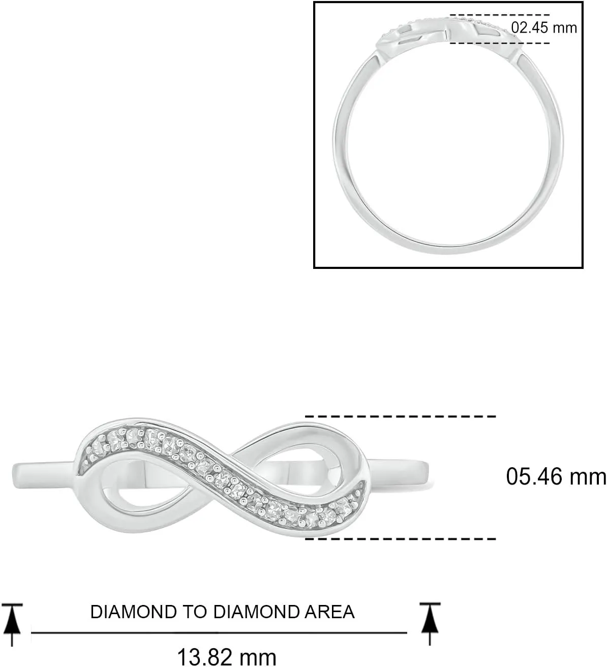 Cali Trove 1/20cttw Natural Diamond Promise Ring for Women in 10K Gold | Infinity Design with Round White Diamond Accents | Mother's Day Gift | White, Yellow or Rose Gold Jewelry with Infinity Sign