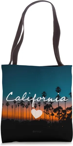 California Palm Trees Sunset Silhouette Tote Bag