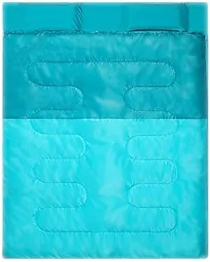 Camping Cold and Warm Portable Double Sleeping Bag Indoor Travel Thickened Sleeping Bag Warm Hiking Outdoor Travel Hunting Belt Compression Bag,Gray，