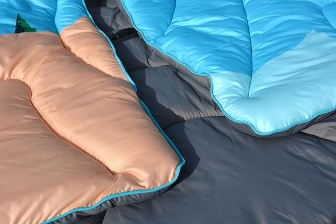 Camping Blanket, Puffy Waterproof Travel Blanket, Warm Cozy Picnic Blanket, for Outdoors, Travel, and Mountain.(Lake, 78" x 56")