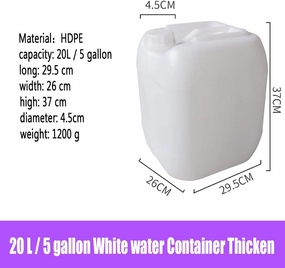 Camping Water Carrier Thicken Food-Grade Water Containers 5 Gallon for Camping, Portable Water Canteen for Outdoor Hiking & Emergency Surv, Camping Storage Camp(Color:White,Size:20L/5 gal Thicken)