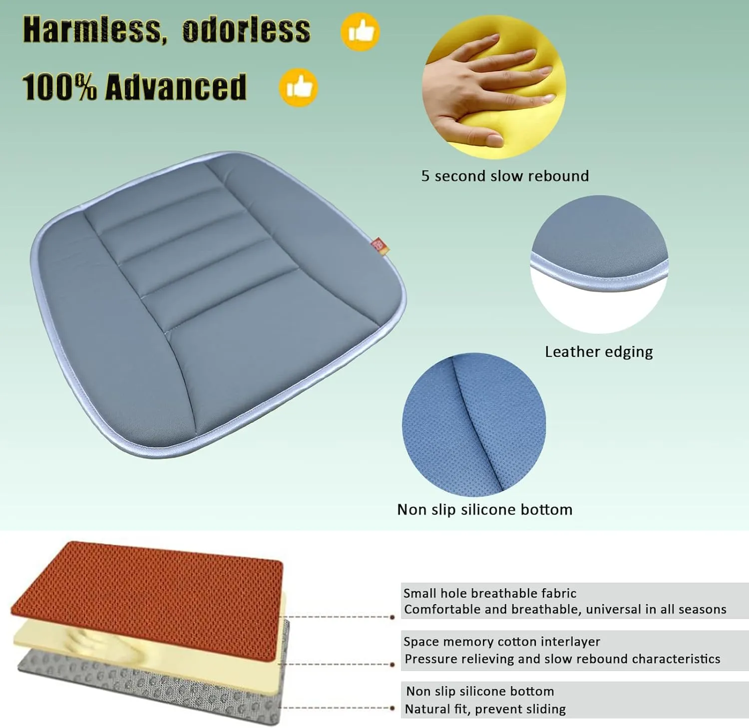 Car Seat Cushion Pad for Driving Seat Cushions for Office Chairs/Truck Memory Foam Seat Cushion Comfortable and Durable, Gray