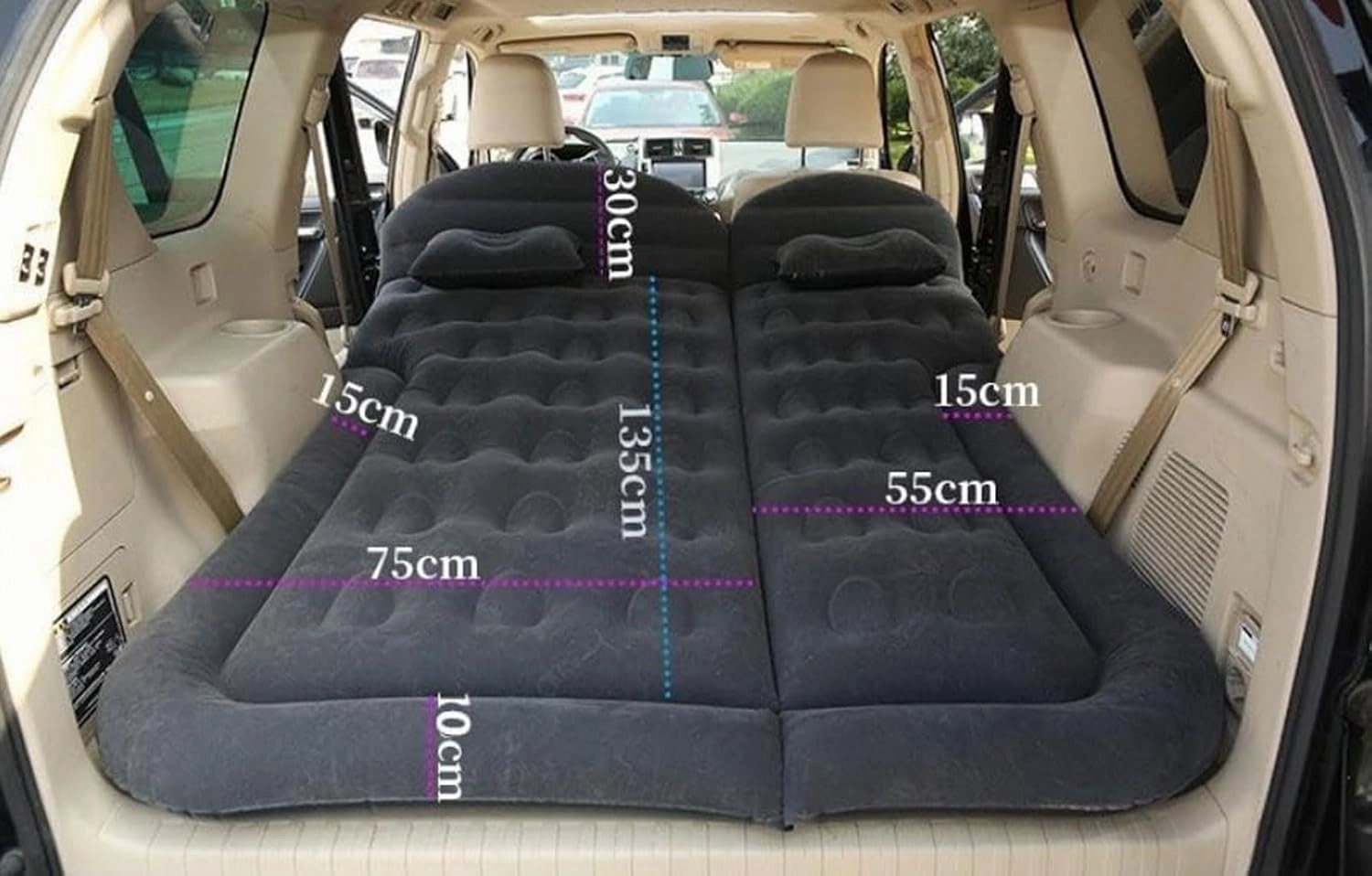 Car Bed for Toyota Sequoia I 2000 2001 2002 2003 2004 2005, Thickened Double-Sided Portable Foldable Sleeping Pad Car Inflatable Mattress Car Accessories,Black