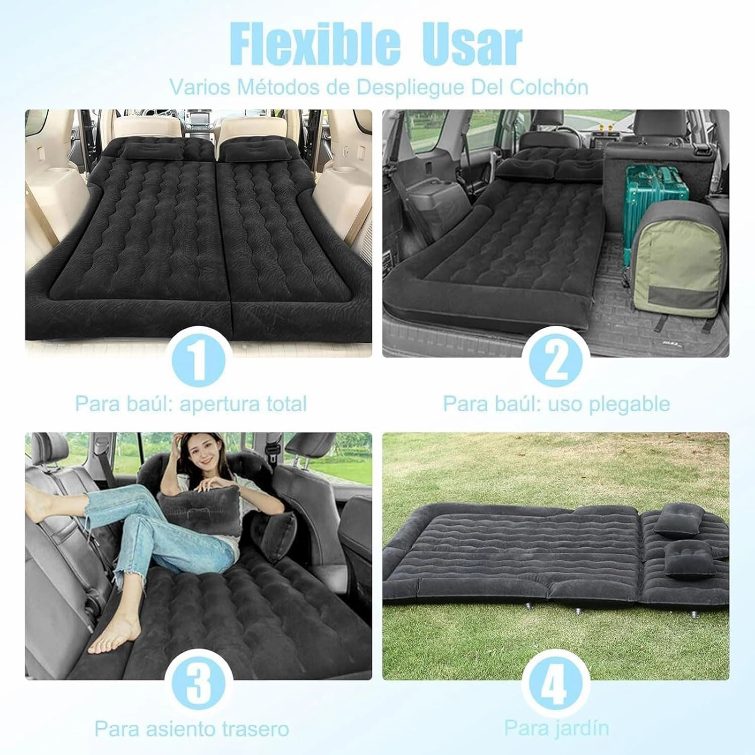 Car Bed for Toyota Sequoia I 2000 2001 2002 2003 2004 2005, Thickened Double-Sided Portable Foldable Sleeping Pad Car Inflatable Mattress Car Accessories,Black