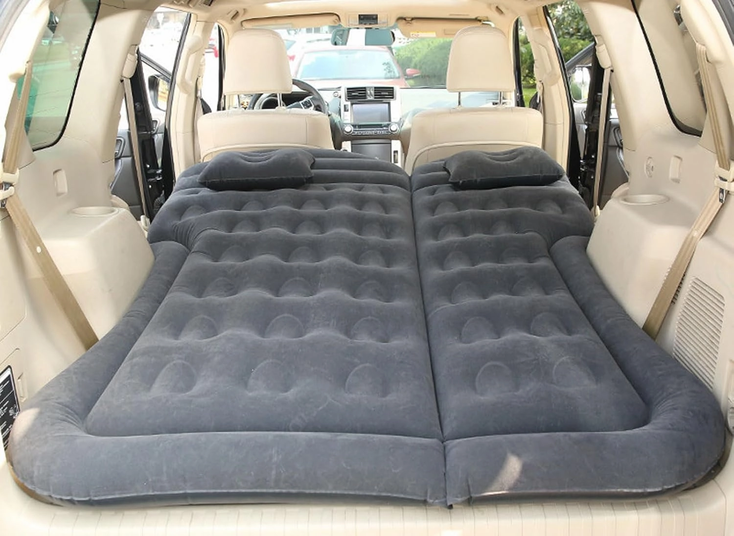 Car Bed for Toyota Sequoia I 2000 2001 2002 2003 2004 2005, Thickened Double-Sided Portable Foldable Sleeping Pad Car Inflatable Mattress Car Accessories,Black