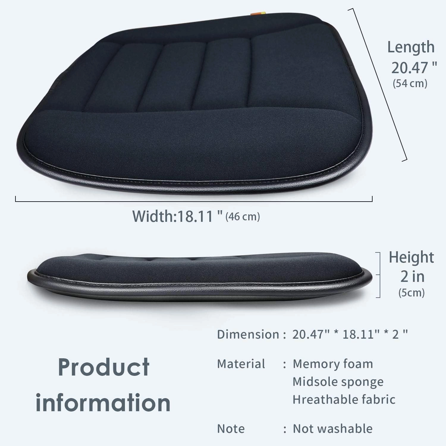 Car Seat Cushion Pad for Car Driver Seat Office Chair Home Use Memory Foam Seat Cushion(Upgrade 5 cm, A Black)…