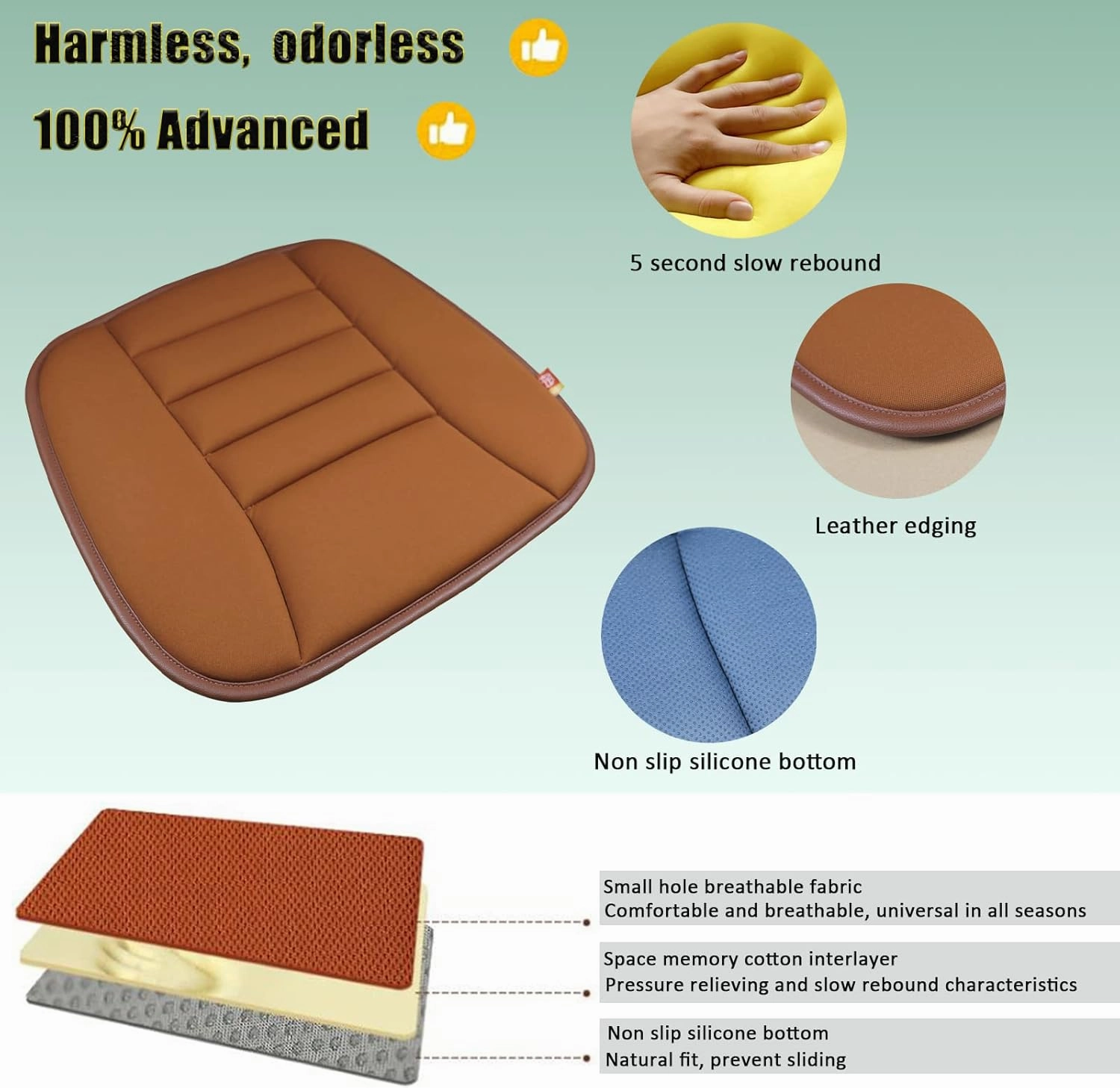 Car Seat Cushion Pad for Driving Seat Cushions for Office Chairs/Truck Memory Foam Seat Cushion Comfortable and Durable,Coffee
