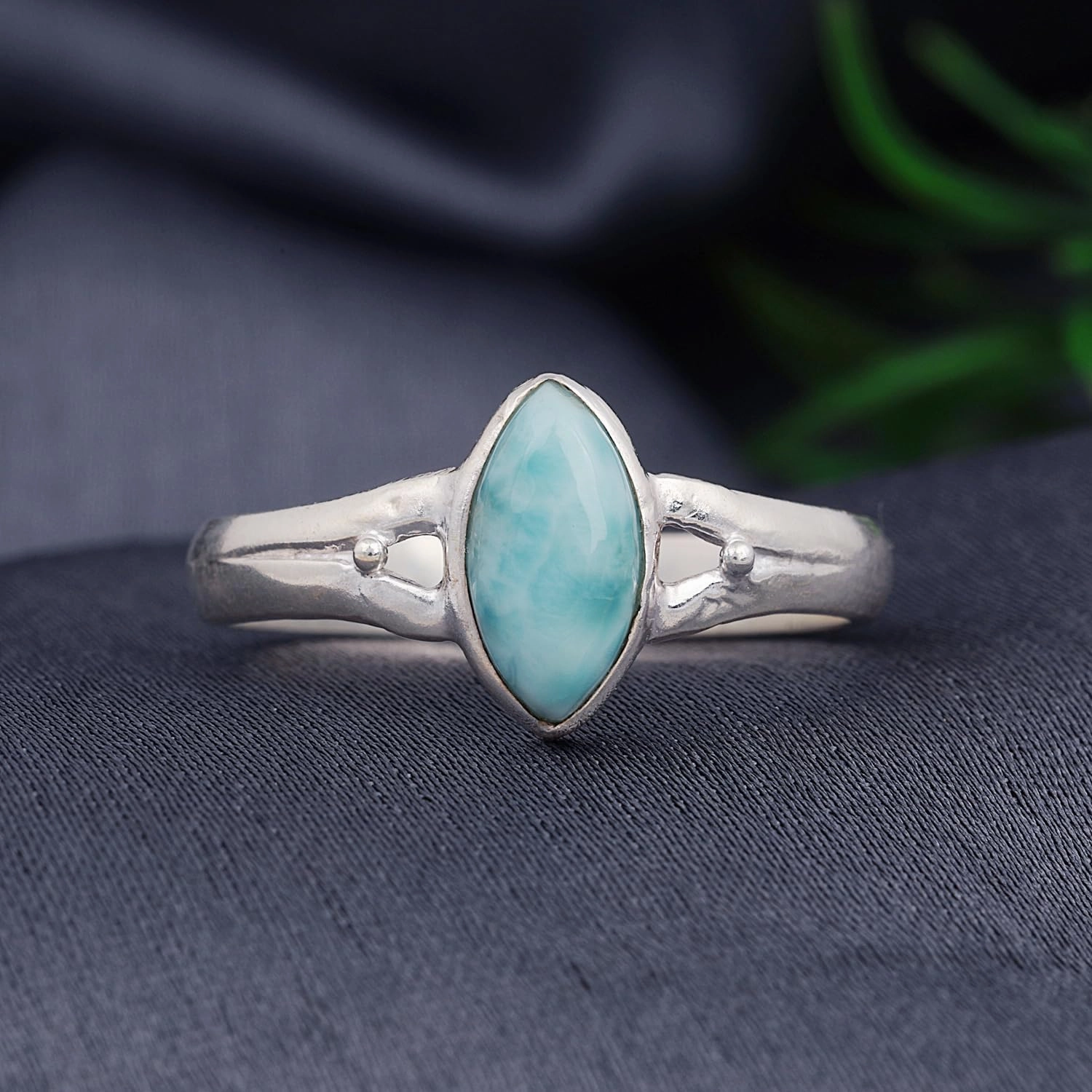 Caribbean Serenity Larimar 925 Sterling Silver Gemstone Ring
