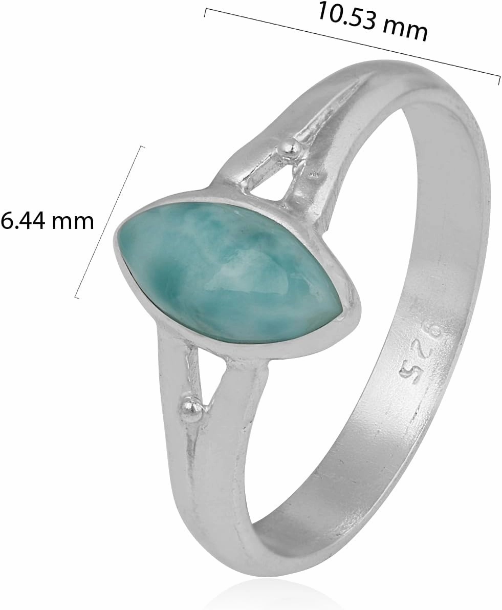 Caribbean Serenity Larimar 925 Sterling Silver Gemstone Ring