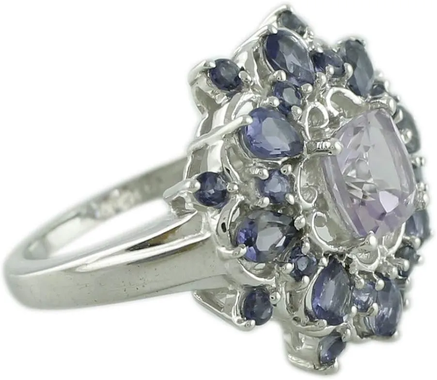 Carillon Certified Pink Amethyst Cushion Shape Natural Earth Mined Gemstone 925 Sterling Silver Ring Anniversary Jewelry for Women & Men