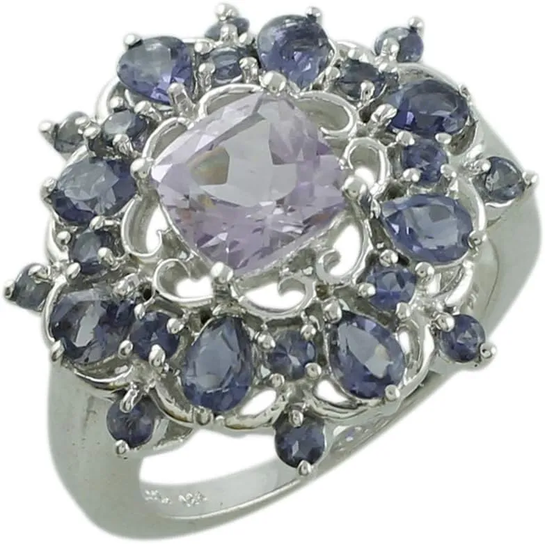 Carillon Certified Pink Amethyst Cushion Shape Natural Earth Mined Gemstone 925 Sterling Silver Ring Anniversary Jewelry for Women & Men