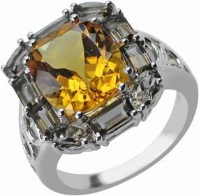 Carillon Certified Honey Citrine Cushion Shape Natural Earth Mined Gemstone 925 Sterling Silver Ring Anniversary Jewelry for Women & Men