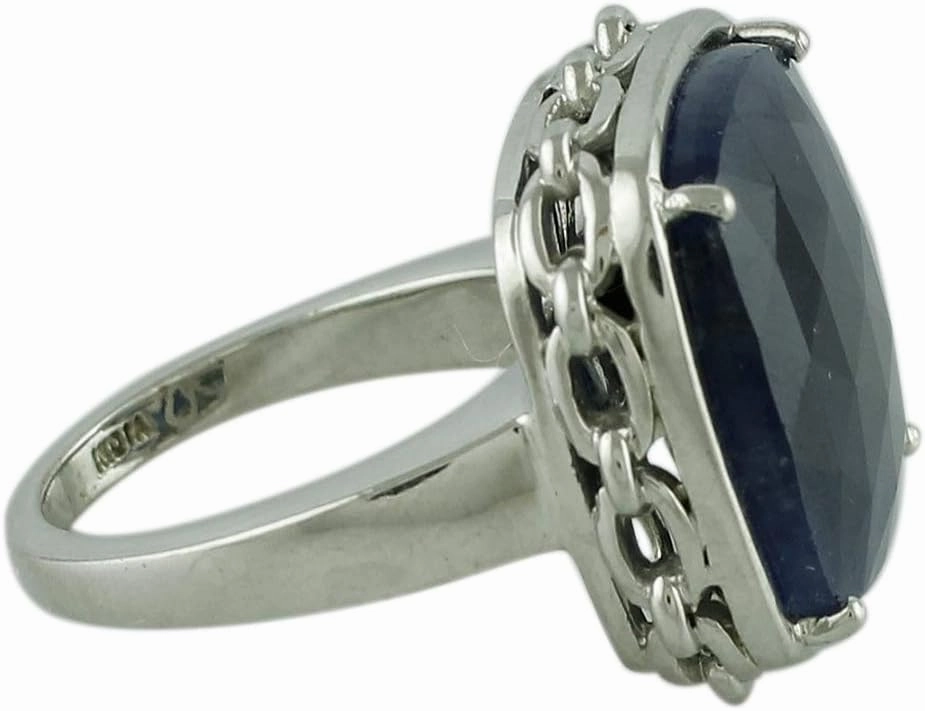 Carillon Certified Indian Sapphire Cushion Shape Natural Earth Mined Gemstone 925 Sterling Silver Ring Anniversary Jewelry for Women & Men