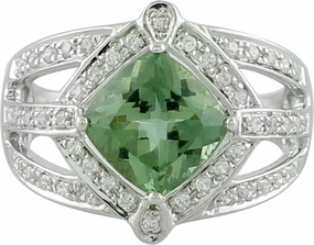 Carillon Green Apatite Cushion Shape 2.92 Carat Natural Earth Mined Gemstone 925 Sterling Silver Ring Unique Jewelry for Women & Men