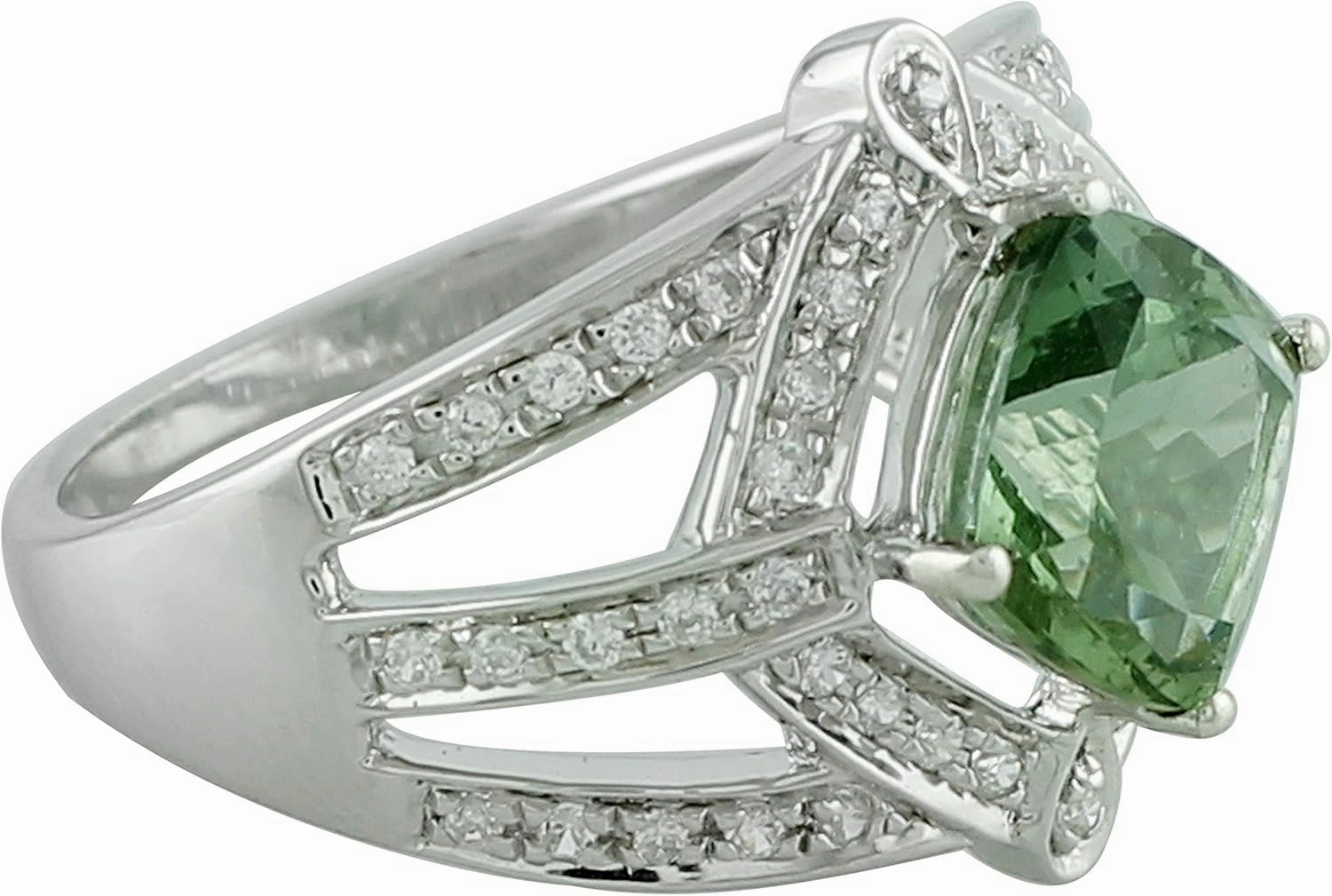 Carillon Green Apatite Cushion Shape 2.92 Carat Natural Earth Mined Gemstone 925 Sterling Silver Ring Unique Jewelry for Women & Men