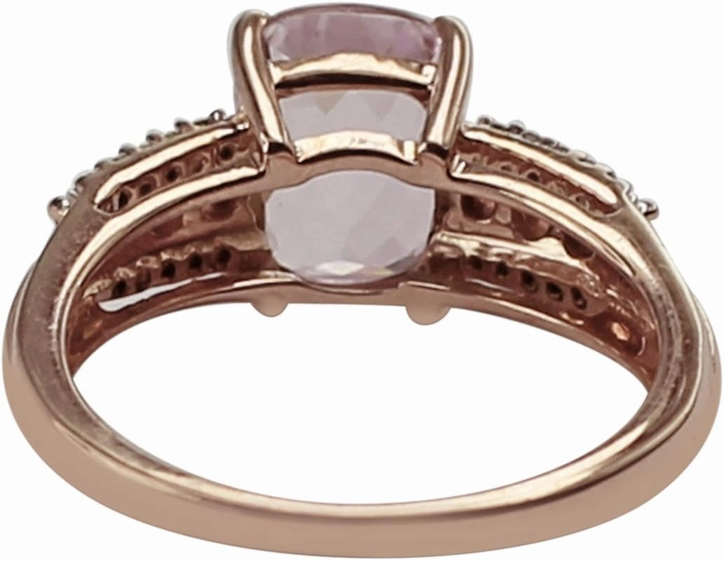 Carillon Kunzite Cushion Shape 9X7MM Natural Non-Treated Gemstone 925 Sterling Silver Ring Gift Jewelry (Rose Gold Plated) for Women & Men