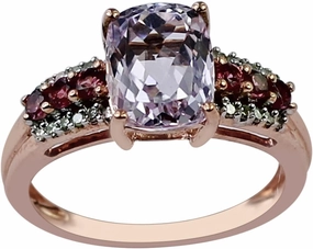 Carillon Kunzite Cushion Shape 9X7MM Natural Non-Treated Gemstone 925 Sterling Silver Ring Gift Jewelry (Rose Gold Plated) for Women & Men