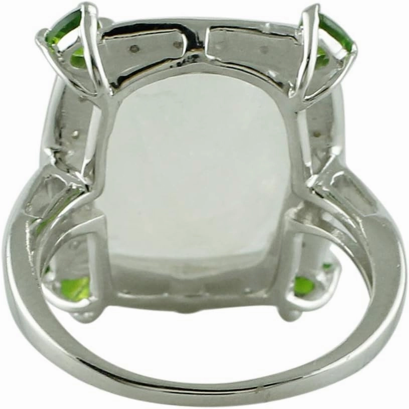 Carillon Rainbow Moonstone Cushion Shape 16X12MM Natural Earth Mined Gemstone 925 Sterling Silver Ring Unique Jewelry for Women & Men