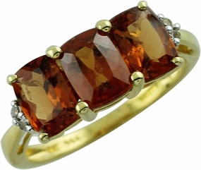 Carillon Stunning Hessonite Garnet Cushion Shape 5X7MM Natural Earth Mined Gemstone 925 Sterling Silver Ring Wedding Jewelry (Yellow Gold Plated) for Women & Men