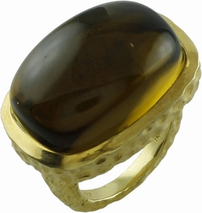 Carillon Whisky Quartz Cushion Shape 27.88 Carat Natural Earth Mined Gemstone 925 Sterling Silver Ring Unique Jewelry (Yellow Gold Plated) for Women & Men