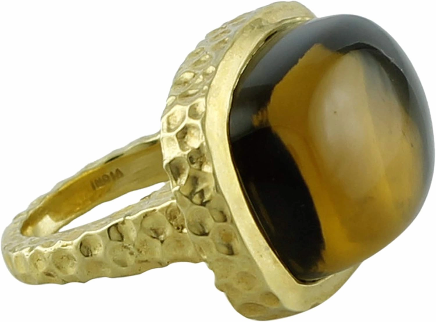 Carillon Whisky Quartz Cushion Shape 27.88 Carat Natural Earth Mined Gemstone 925 Sterling Silver Ring Unique Jewelry (Yellow Gold Plated) for Women & Men