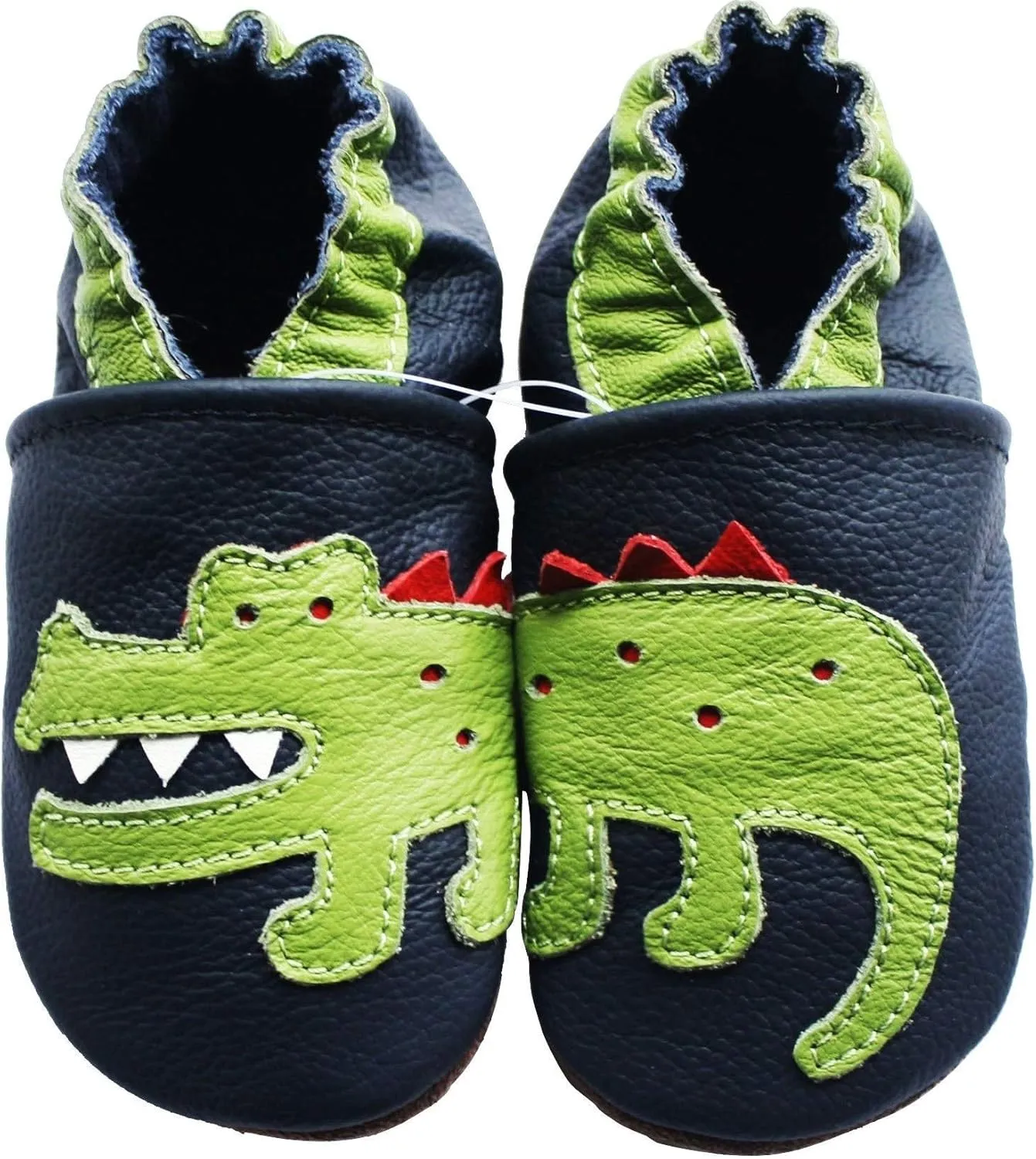 Carozoo Boys Girls Slippers Leather Soft Sole Indoor Shoes Socks Car Truck Dragon Shark Flowers 6-7 Years and 7-8 Years