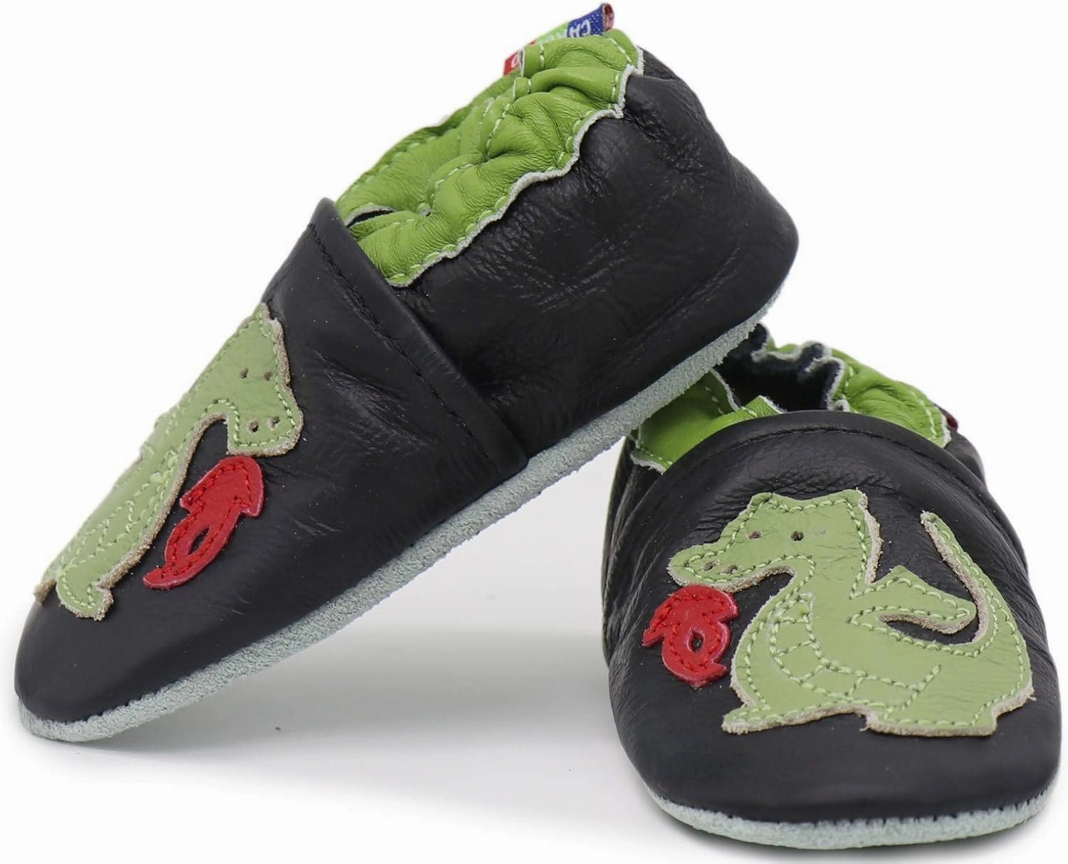 Carozoo Boys Girls Slippers Leather Soft Sole Indoor Shoes Socks Car Truck Dragon Shark Flowers 6-7 Years and 7-8 Years