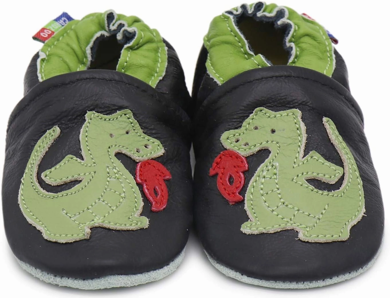 Carozoo Boys Girls Slippers Leather Soft Sole Indoor Shoes Socks Car Truck Dragon Shark Flowers 6-7 Years and 7-8 Years