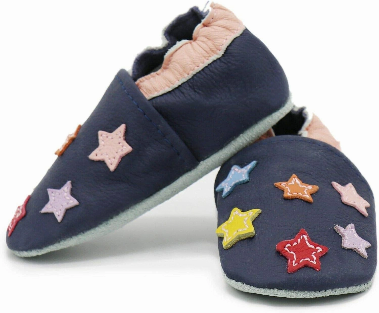 Carozoo Boys Girls Slippers Leather Soft Sole Indoor Shoes Socks Car Truck Dragon Shark Flowers 6-7 Years and 7-8 Years