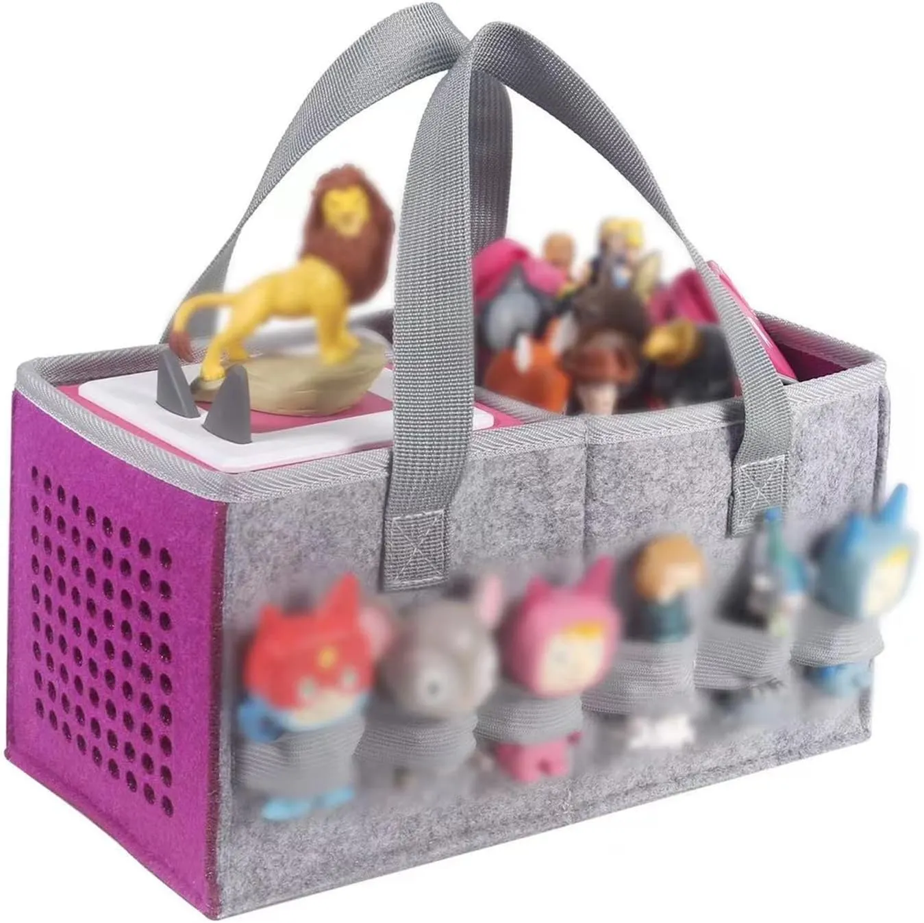 Carrying Case for Tonies Starter Set & Storage Bag for Tonies Figurine, Felt Cloth Musical Toy Folding Bag for Kids Toniebox Accessories Travel Carrying Bag with Handle for Toniebox Purple