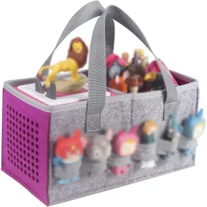 Carrying Case for Tonies Starter Set & Storage Bag for Tonies Figurine, Felt Cloth Musical Toy Folding Bag for Kids Toniebox Accessories Travel Carrying Bag with Handle for Toniebox Purple