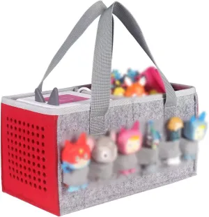 Carrying Case for Tonies Starter Set & Storage Bag for Tonies Figurine, Felt Cloth Musical Toy Folding Bag for Kids Toniebox Accessories Travel Carrying Bag with Handle for Toniebox Red