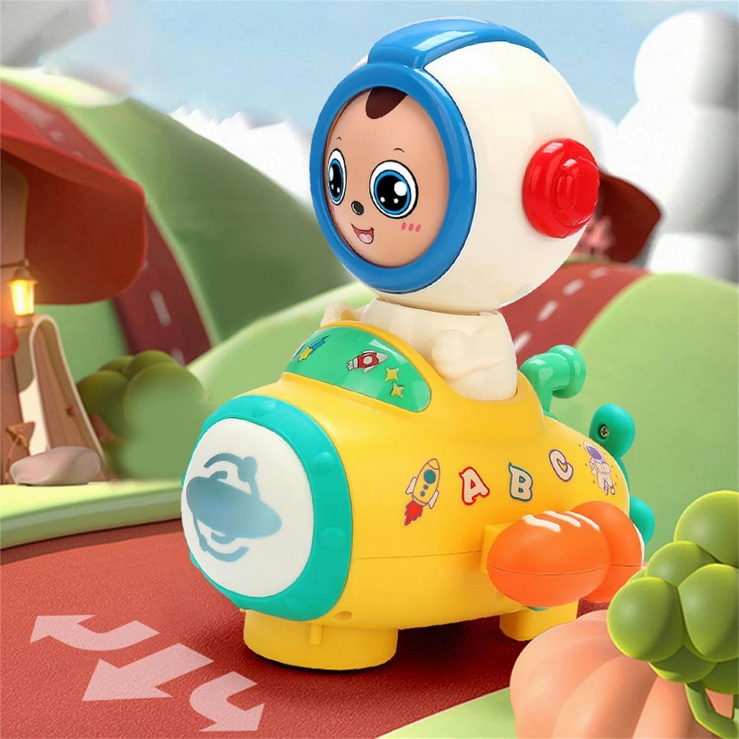 Cartoon Wheel Car Driving Toy with Light & Sound