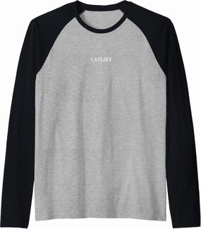 CATLIKE English Word Apparel Raglan Baseball Tee
