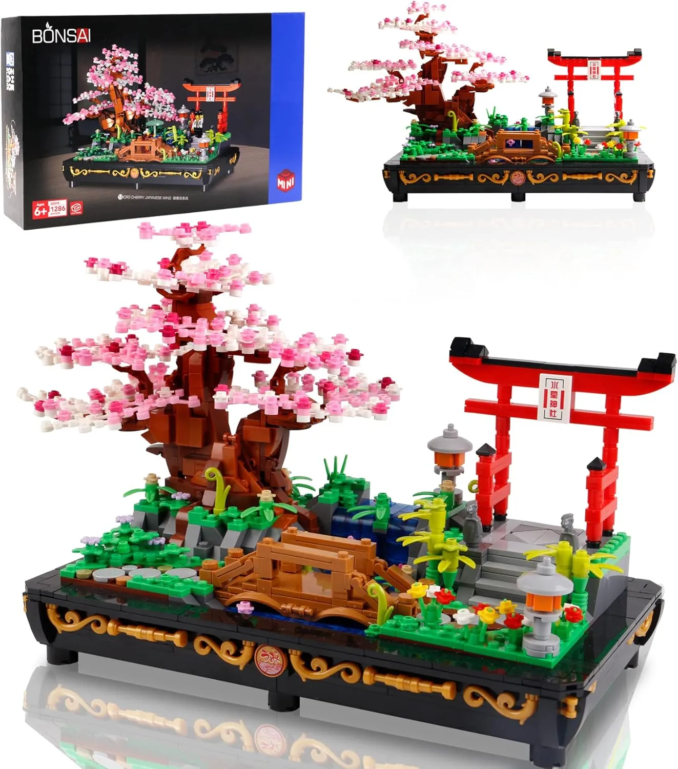 Cherry Blossom Meaningful Bonsai Tree Building Sets,Japanese Style Sakura Tree Mini Building Blocks(1286 PCS),Enjoy Your Own Beautiful Display Show, Present for Kids and Adults