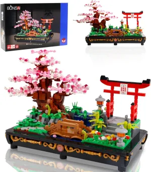 Cherry Blossom Meaningful Bonsai Tree Building Sets,Japanese Style Sakura Tree Mini Building Blocks(1286 PCS),Enjoy Your Own Beautiful Display Show, Present for Kids and Adults