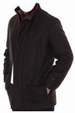 Chestnut Wool Blend Glen Plaid Shasta IV Car Coat