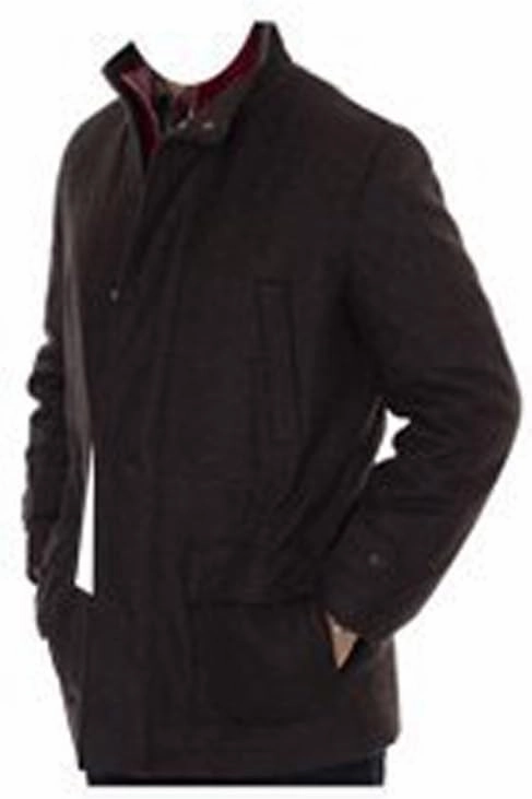Chestnut Wool Blend Glen Plaid Shasta IV Car Coat